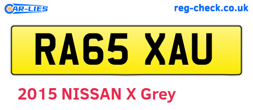 RA65XAU are the vehicle registration plates.