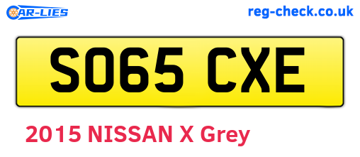 SO65CXE are the vehicle registration plates.