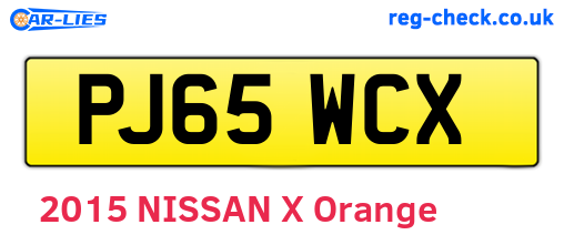 PJ65WCX are the vehicle registration plates.