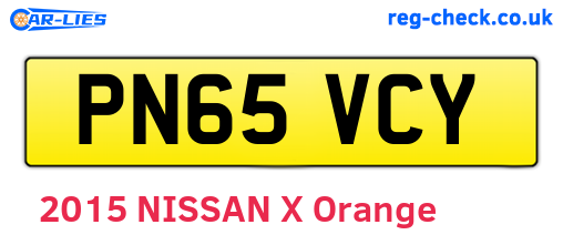 PN65VCY are the vehicle registration plates.