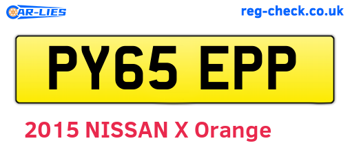 PY65EPP are the vehicle registration plates.