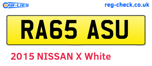 RA65ASU are the vehicle registration plates.
