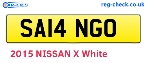 SA14NGO are the vehicle registration plates.