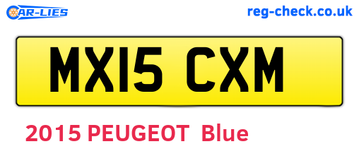 MX15CXM are the vehicle registration plates.