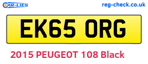 EK65ORG are the vehicle registration plates.