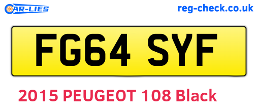 FG64SYF are the vehicle registration plates.