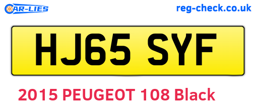 HJ65SYF are the vehicle registration plates.
