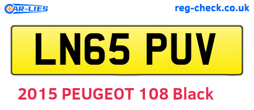 LN65PUV are the vehicle registration plates.