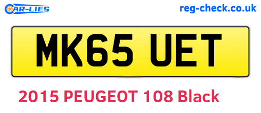 MK65UET are the vehicle registration plates.