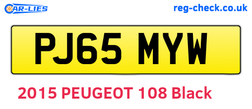 PJ65MYW are the vehicle registration plates.