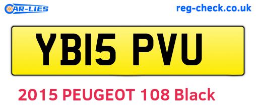 YB15PVU are the vehicle registration plates.
