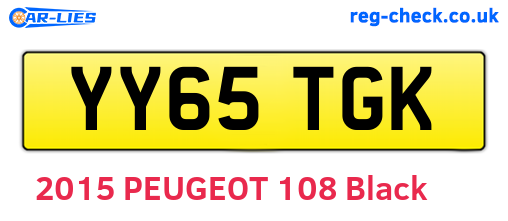 YY65TGK are the vehicle registration plates.