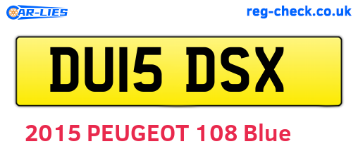 DU15DSX are the vehicle registration plates.