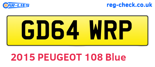 GD64WRP are the vehicle registration plates.