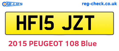 HF15JZT are the vehicle registration plates.