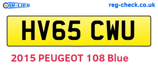 HV65CWU are the vehicle registration plates.