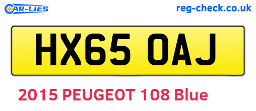 HX65OAJ are the vehicle registration plates.