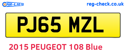 PJ65MZL are the vehicle registration plates.