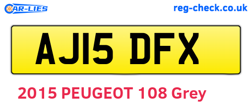 AJ15DFX are the vehicle registration plates.