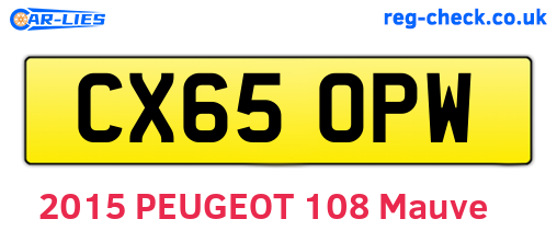 CX65OPW are the vehicle registration plates.