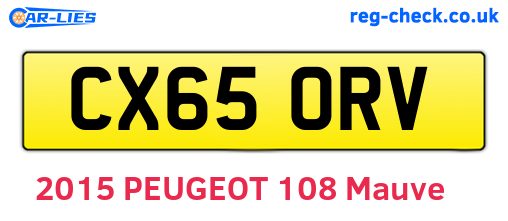 CX65ORV are the vehicle registration plates.
