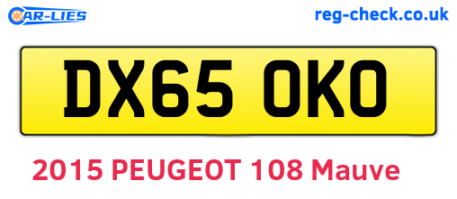 DX65OKO are the vehicle registration plates.