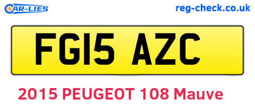 FG15AZC are the vehicle registration plates.