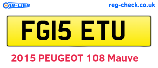 FG15ETU are the vehicle registration plates.
