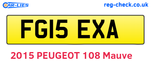 FG15EXA are the vehicle registration plates.