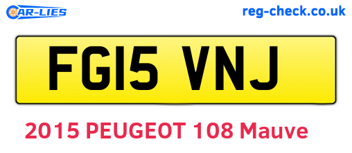 FG15VNJ are the vehicle registration plates.