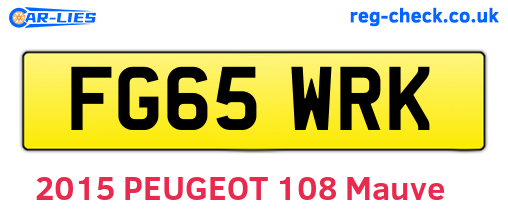 FG65WRK are the vehicle registration plates.