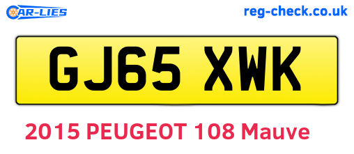 GJ65XWK are the vehicle registration plates.