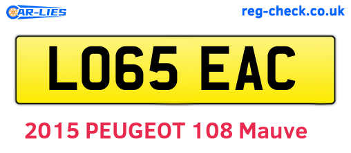 LO65EAC are the vehicle registration plates.