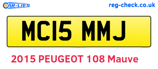 MC15MMJ are the vehicle registration plates.