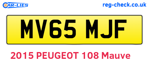 MV65MJF are the vehicle registration plates.