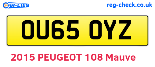 OU65OYZ are the vehicle registration plates.