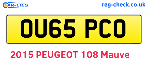 OU65PCO are the vehicle registration plates.
