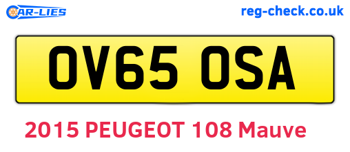OV65OSA are the vehicle registration plates.