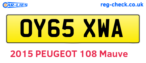 OY65XWA are the vehicle registration plates.