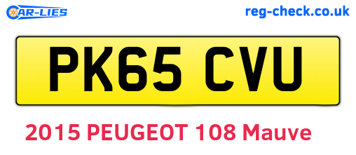 PK65CVU are the vehicle registration plates.