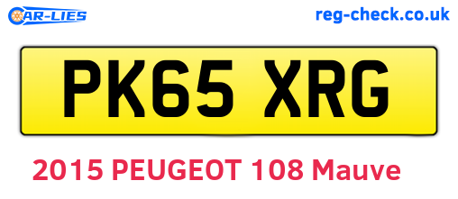 PK65XRG are the vehicle registration plates.