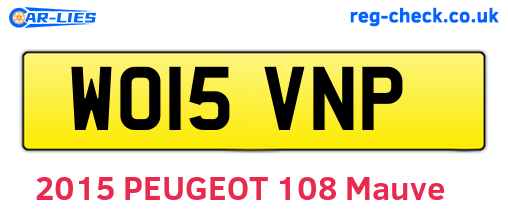 WO15VNP are the vehicle registration plates.