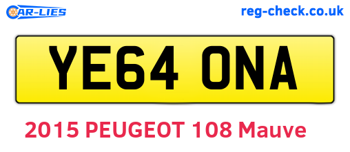YE64ONA are the vehicle registration plates.