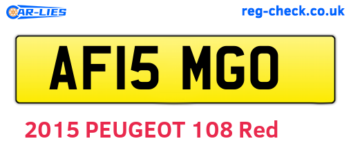 AF15MGO are the vehicle registration plates.