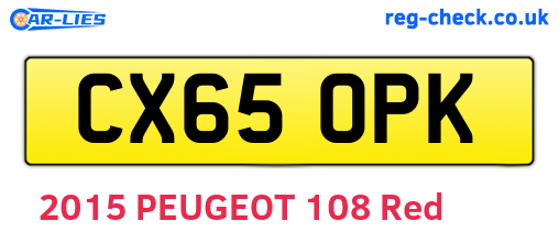 CX65OPK are the vehicle registration plates.