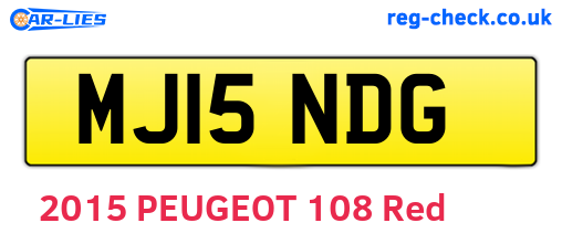 MJ15NDG are the vehicle registration plates.