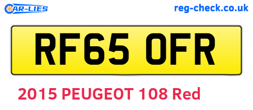 RF65OFR are the vehicle registration plates.