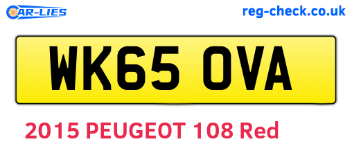WK65OVA are the vehicle registration plates.