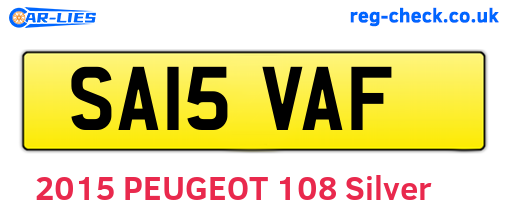 SA15VAF are the vehicle registration plates.