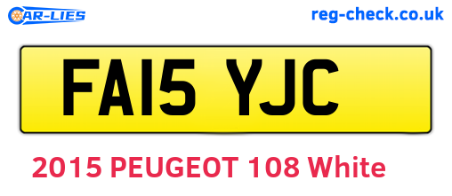 FA15YJC are the vehicle registration plates.